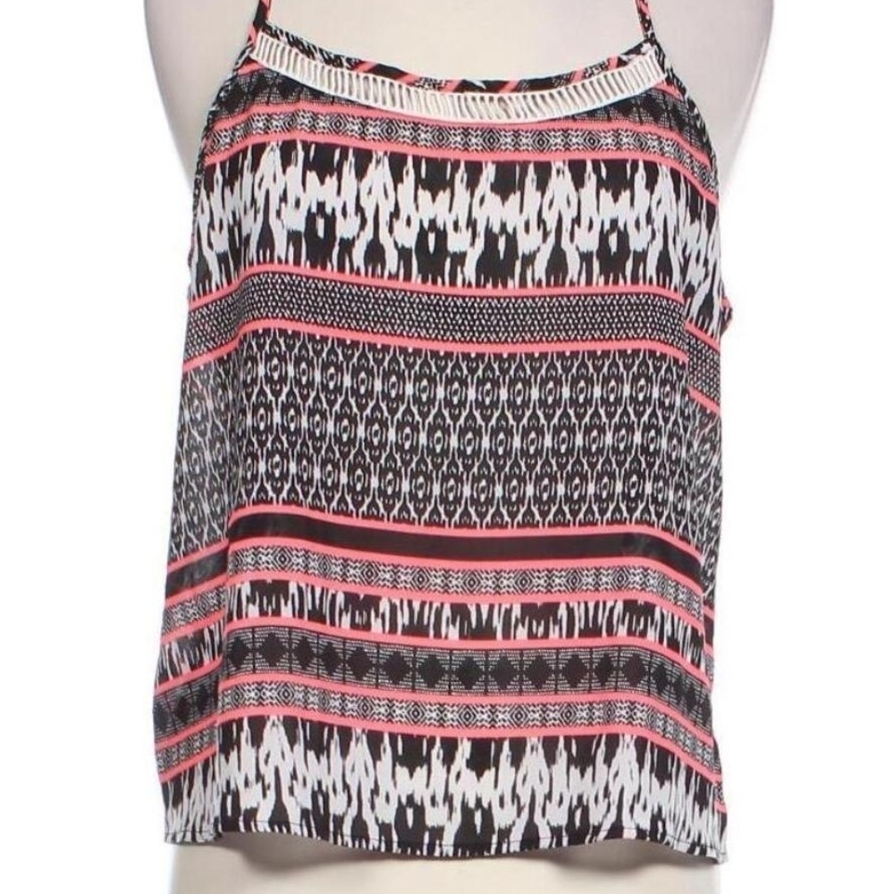 Aeropostale Black and Pink Patterned Blouse